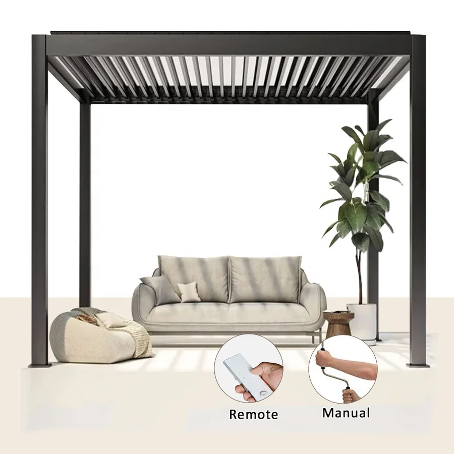 retractable motorized outdoor aluminium waterproof louver roof for garden patio terrace