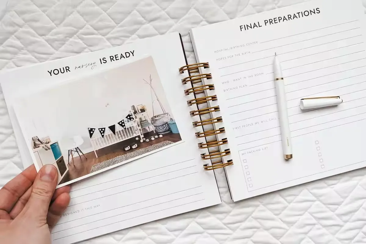 customized New Baby Gift Shower Pregnancy Book Linen Journal Hardbound Baby Book Journal Memory