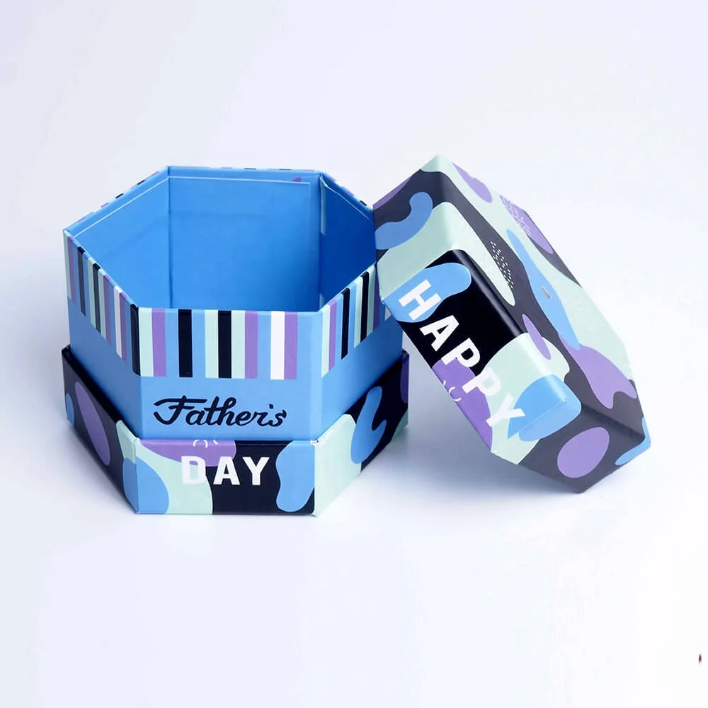 High Quality Custom Print  Hexagon Two Piece Tie Box