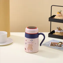 2023 cute 17oz double wall vacuum tumbler cup stainless steel insulated thermos led temperature control smart mug with handle