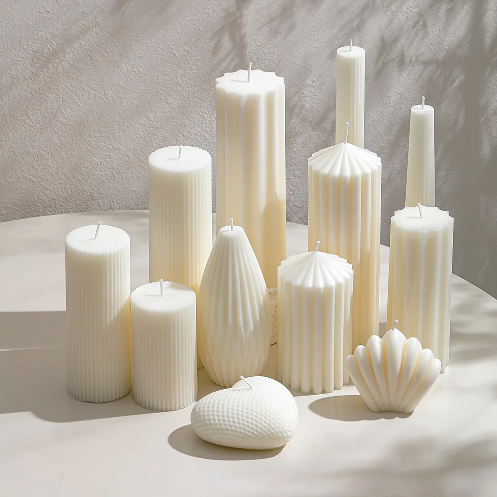 handmade scented candles wedding decoration nordic geometric fluted soy wax candle