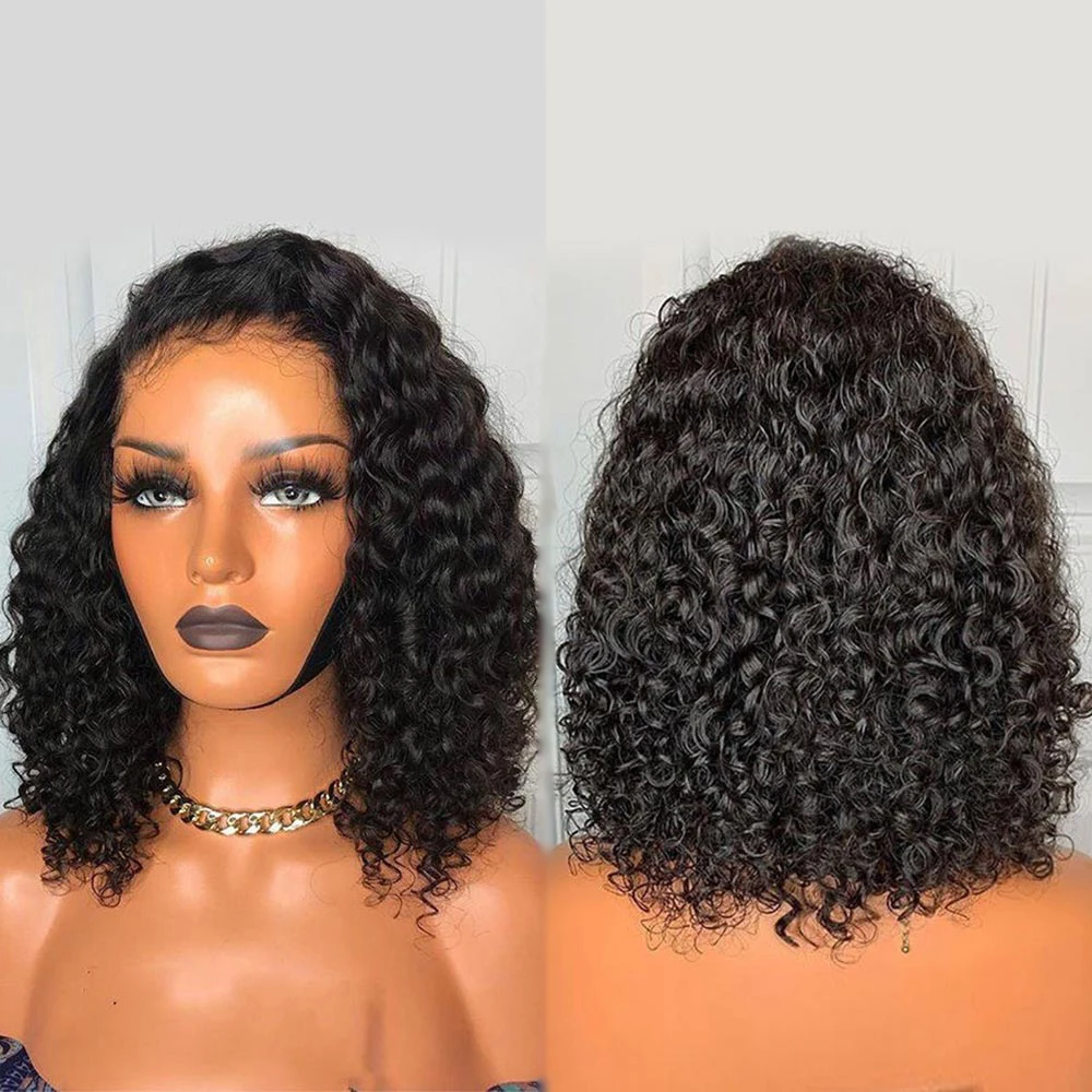 Wholesale Lace Front Human Hair Wig,Transparent Glueless Virgin Curly Bob Wigs,Short Bob Wig
