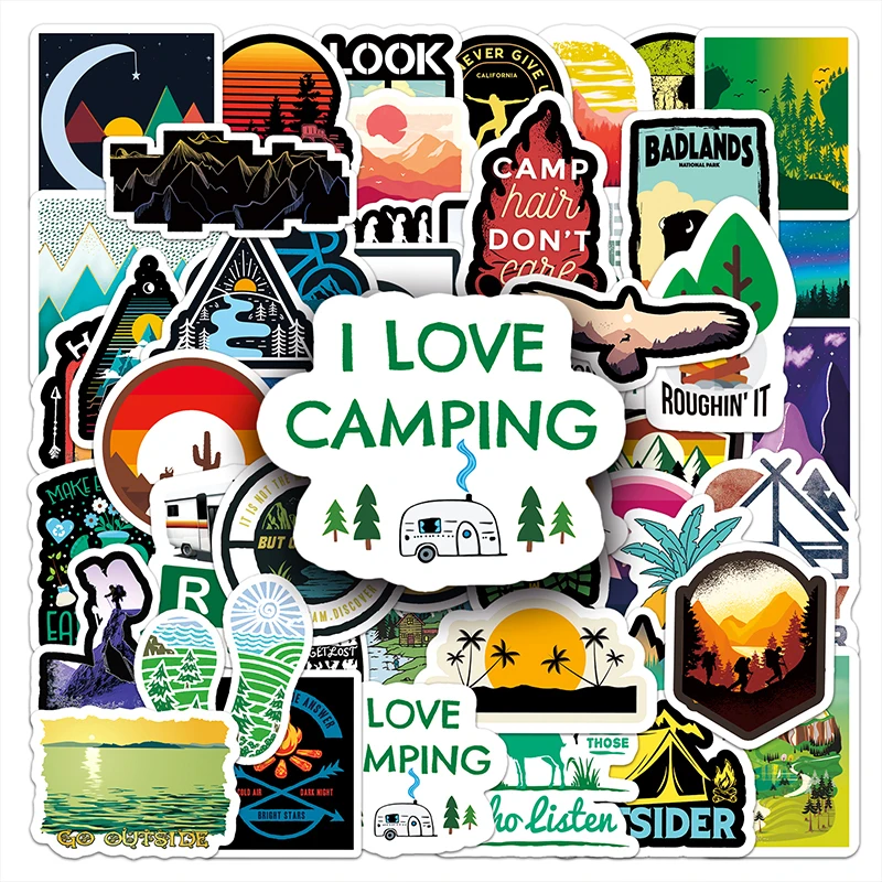 50Pcs Factory Hot Landscape PVC 5-8CM Custom Sticker Leisure Outdoor Cartoon Sticker