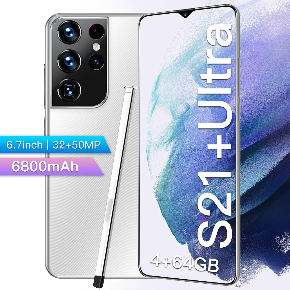 Global Version S21+Ultra 6.7 Inch Cellphone Can be customized HD Water Drop Screen  10 Core 6800mah 5G Android 11 Smart Mobile