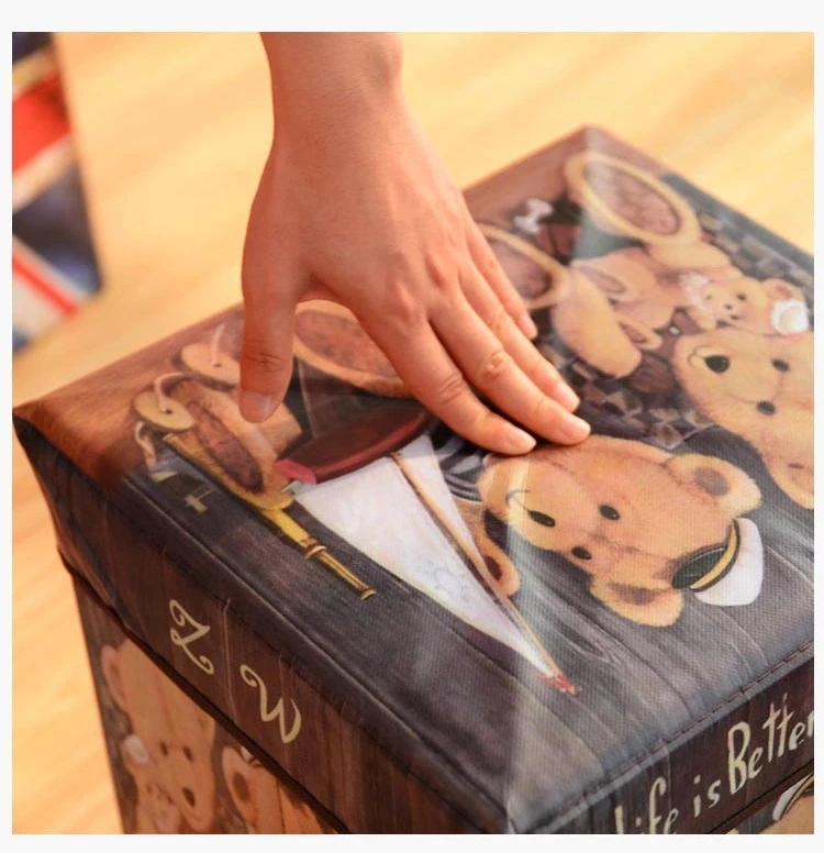 Складной ящик для хранения с флагом Великобритании, США, Америки, подставка для табурета, украшение для дома, многофункциональный нетканый Ретро оттоманка для хранения