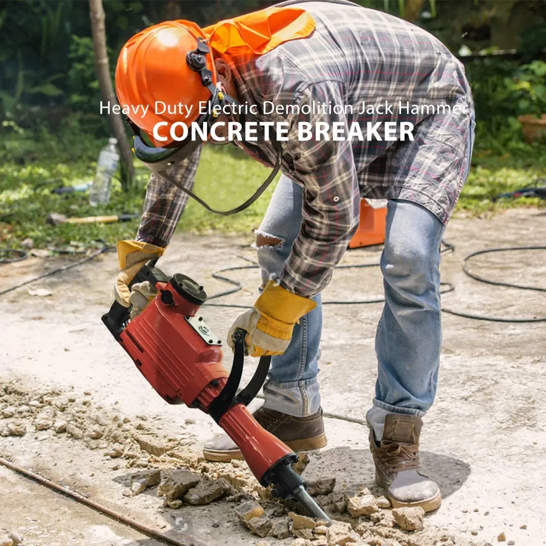 A Jack Hammer 220V Heavy Duty 2200W Demolition Hammer Breaker AVS System 78J Impact Energy Jack Hammer Soft Working