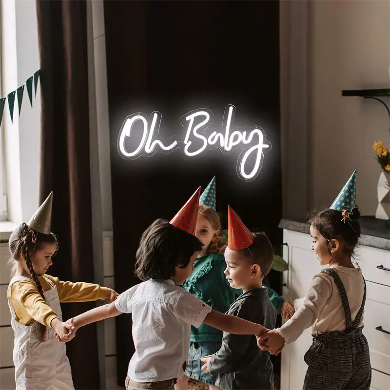 Flex Neon Shower Signs Flex Backdrop Letter Electronic Babies Bedroom Decor Big Wall Custom Lamp 12V Light Oh Baby Led Neon Sign