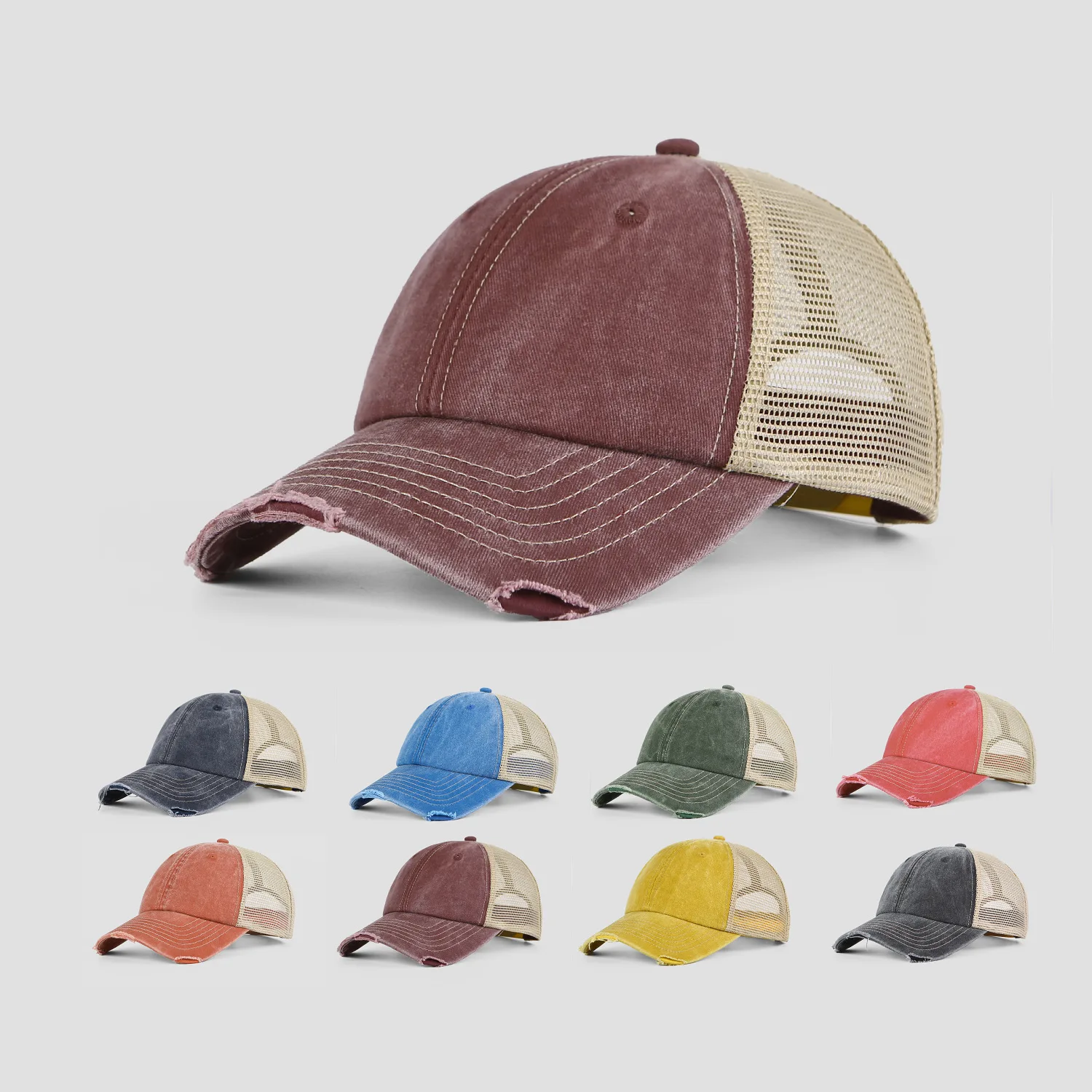 Trucker Cap Custom Logo Six Panel Mesh Men formal High Quality OEM Curved Brim Gorras Two Tone A Frame baseball Plain Blank Hat