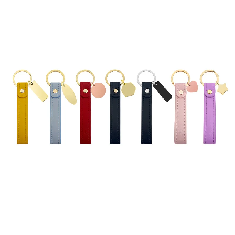 leather keychain luxury red black PU leather & metal keyrings for girls personalization key chains