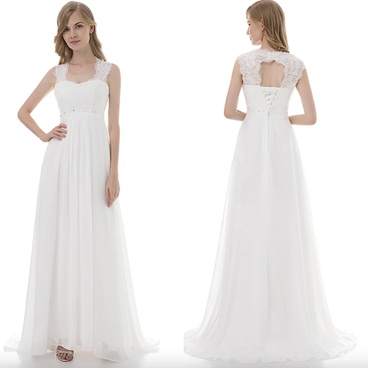 2023 New Arrival Sexy Backless Lace Patchwork Dress Gown Long Skirt Sleeveless Beach Wedding Dresses for Women Vestido De Noiva