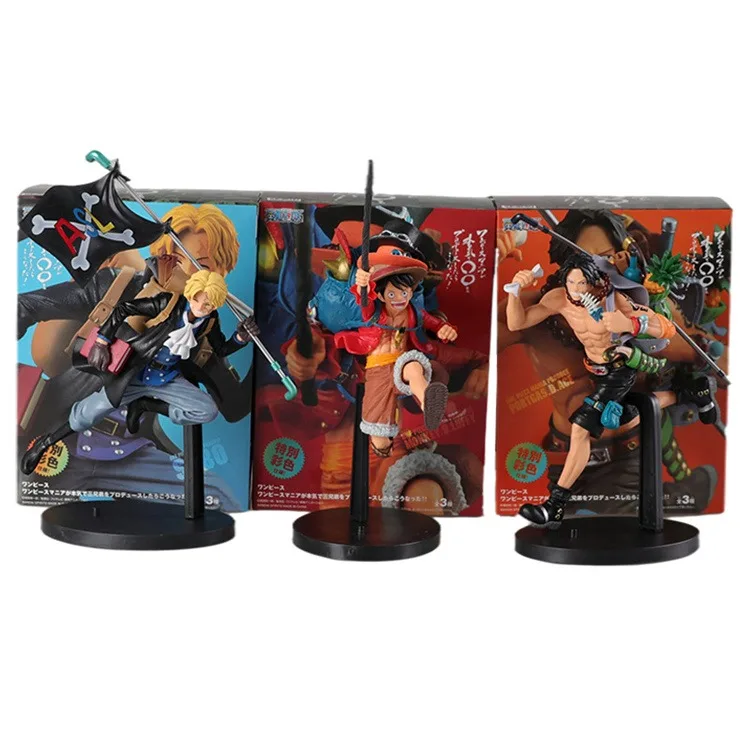 JM High quality anime action figure One pieces Three Brothers Running Luffy Ace Sabo action Figures