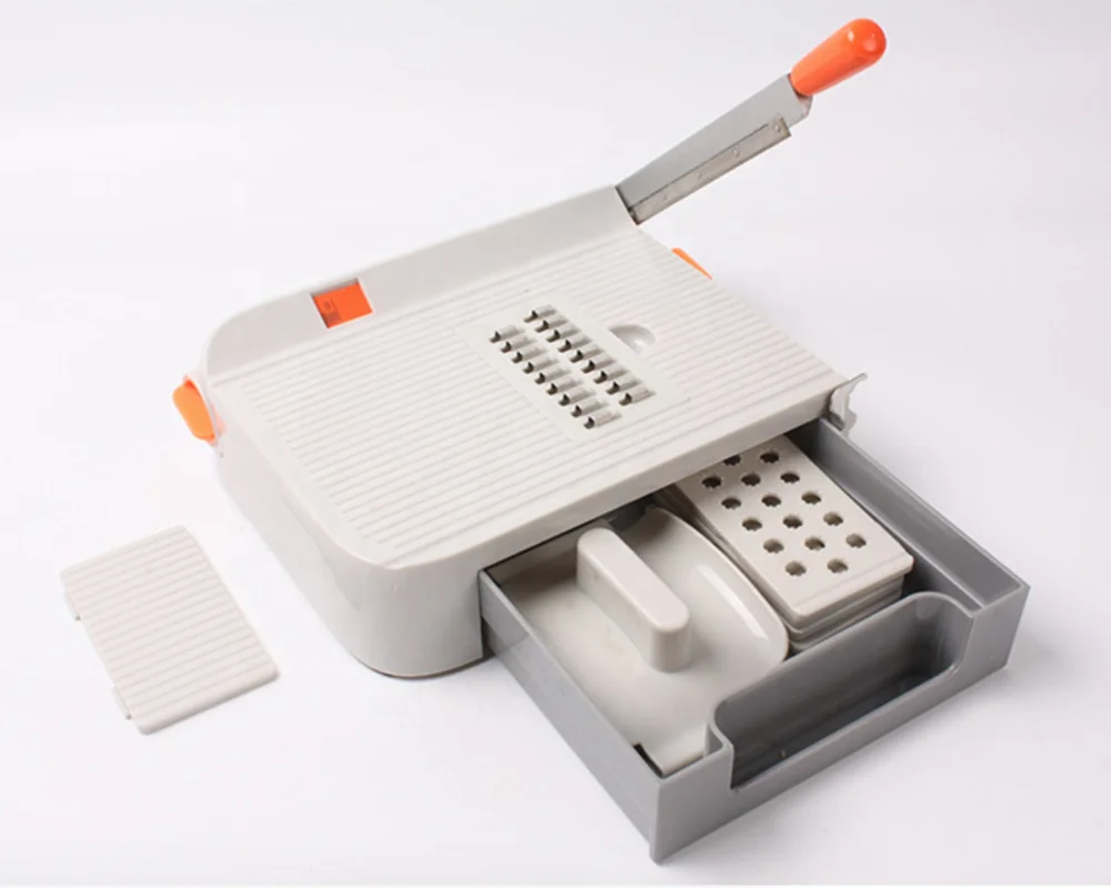 Multi-function hand adjustable thickness dial safe manual fruit shredder dicer cutter grater chopper mandoline vegetable slicer