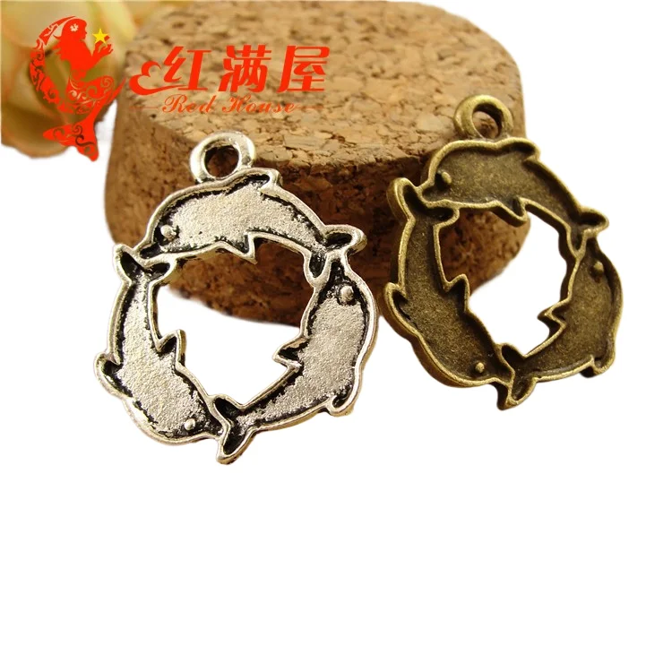 249 geqiao A3662 2.3G Dolphin Vintage Accessories DIY 50 pieces/bag