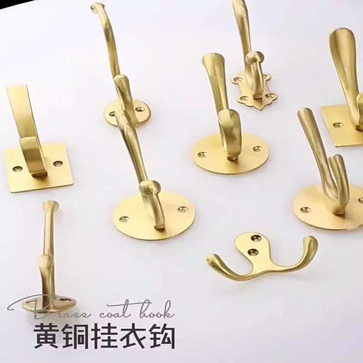 Factory Wholesale Custom Modern Classic Antique Metal Golden Solid Brass Mounted 2 Double J Key Rack Coat And Hat Hook For Wall