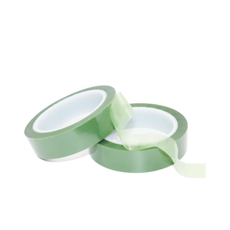 Factory Supply Heat Resistant Silicone Adhesive Tape 25mm 50mm For Lithium Battery Packing High Temperature Green PET Tape