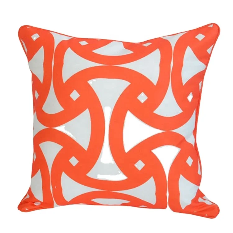 Orange color mid century geometric scatter sofa decorative outdoor printed bench seat pad filled garden cushion pillow uk for Ho