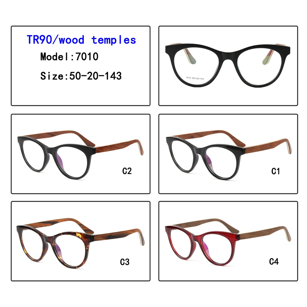 Оптовая продажа 7010, оптические деревянные дужки кошачий глаз tr90