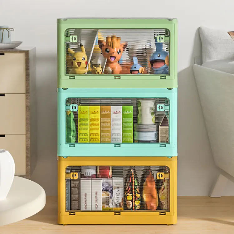 Durable Collapsible Box Plastic Stackable Foldable Storage Box With Lid Folding Storage Bins