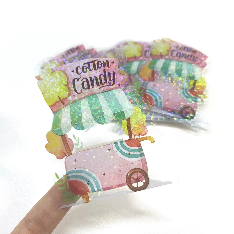 Custom Holographic Cut Out Vinyl Window Stickers PVC Die Cut Clear Stickers With Logo Custom Printing