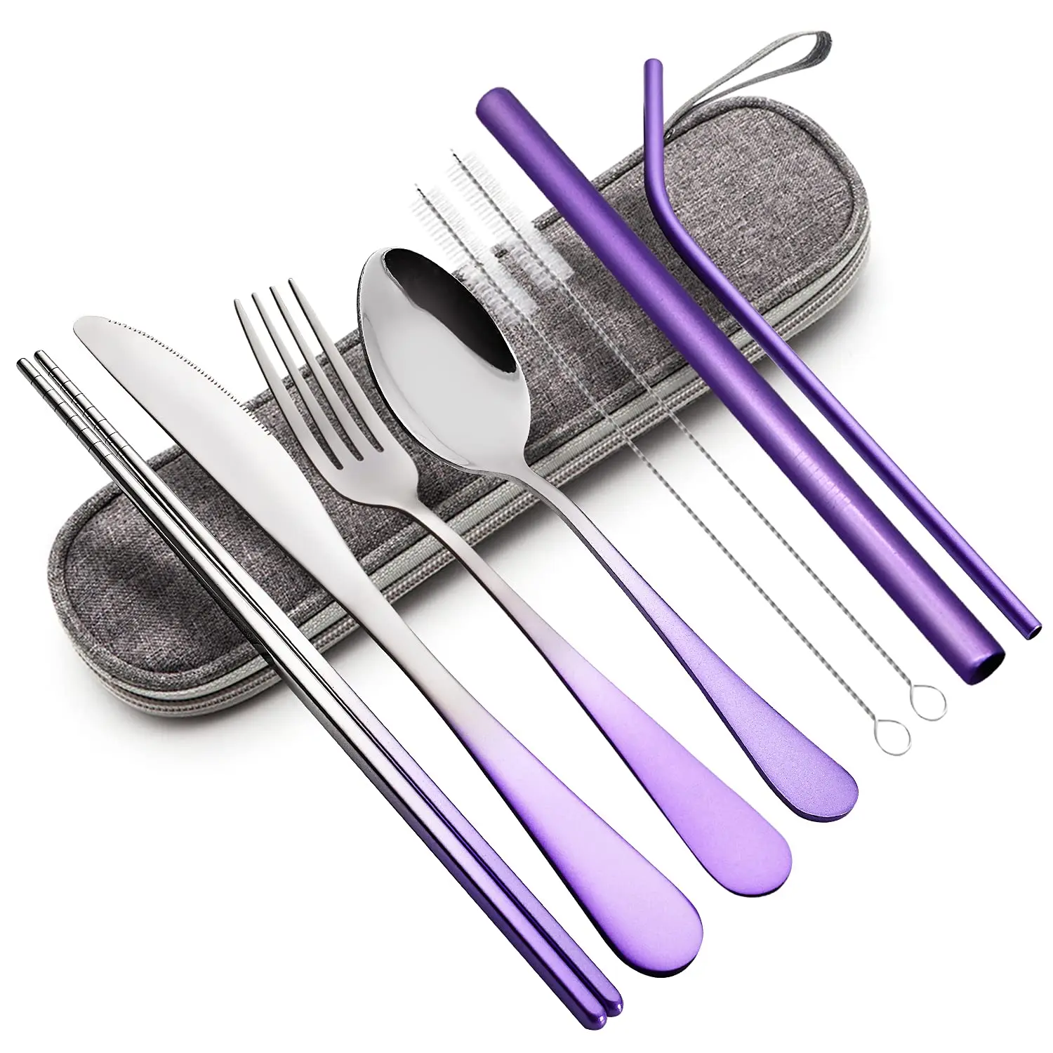 Hot Selling Camp Steel Stainless Cutlery Spoon And Fork Travel Cutlery Set 8Pcs