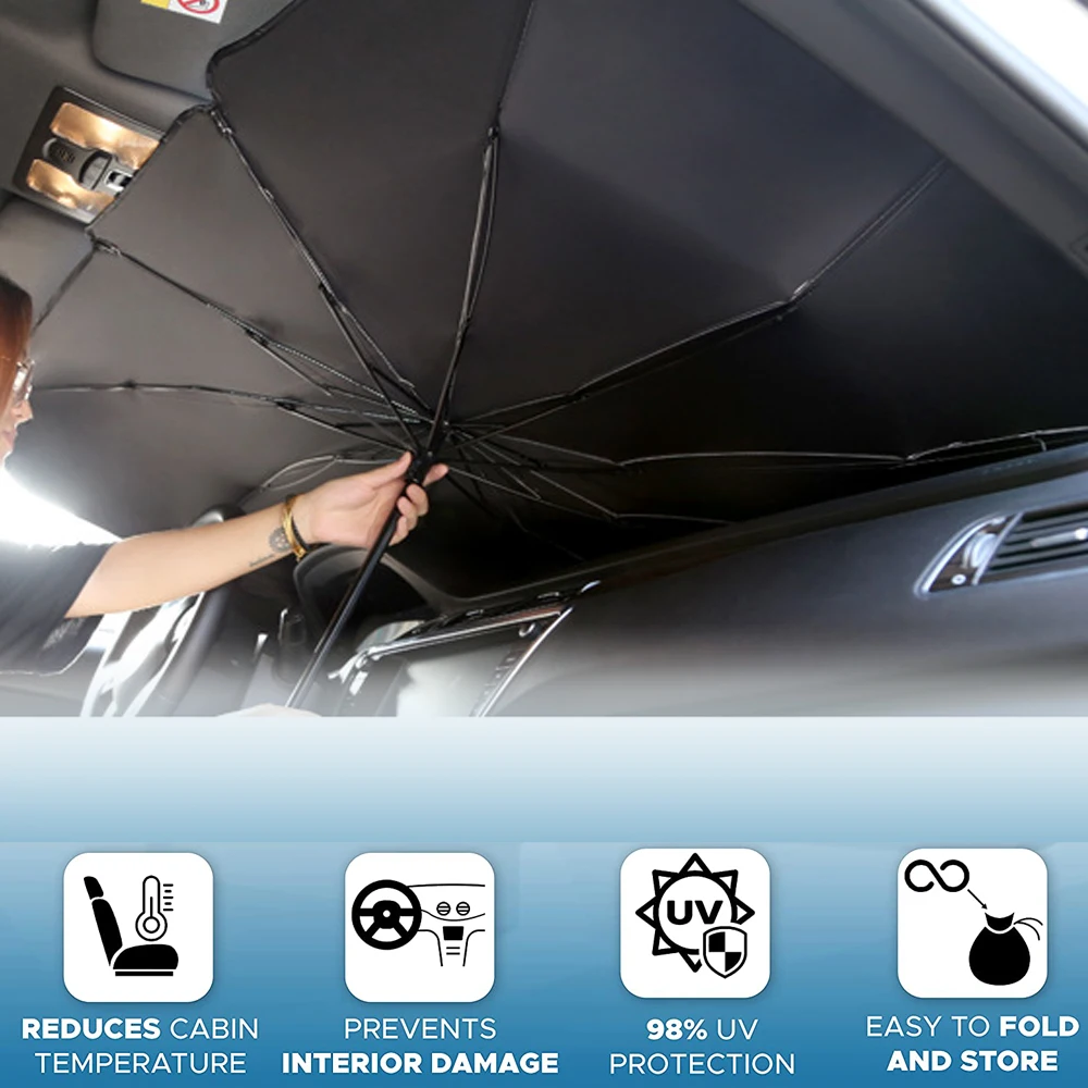 Custom Car Sunshades Foldable UV Blocking 190T Car Umbrella Car Front Windshield Protector For Kids For Trucks