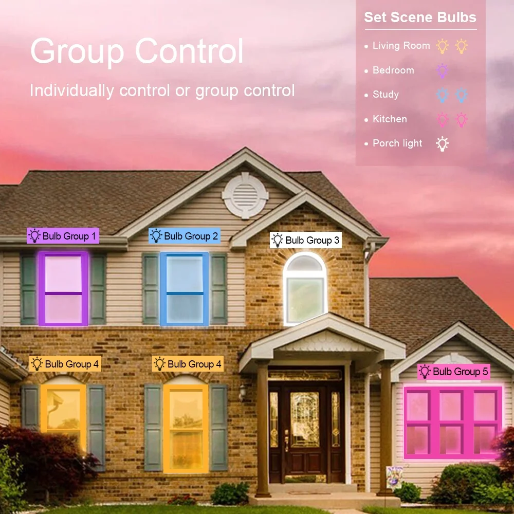 
With Aamzon Google 2 Years Warranty A60 A19 E27 Smart Light Bulb Home Assistant Smart Wifi RGBCW LED Bulb A60/A19 AC 7W -20 - 40 