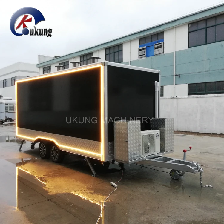 
UKUNG traditional square street side snack trailer, strong mobile food truck with the whole piece 50mm thickness wall 