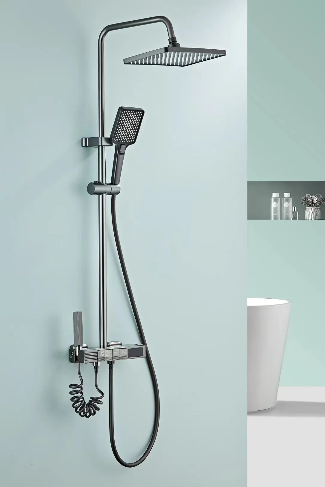 MCBKRPDIO water plated grey modern digital display piano Shower head Shower head New lamp with hot and cold pressurized shower