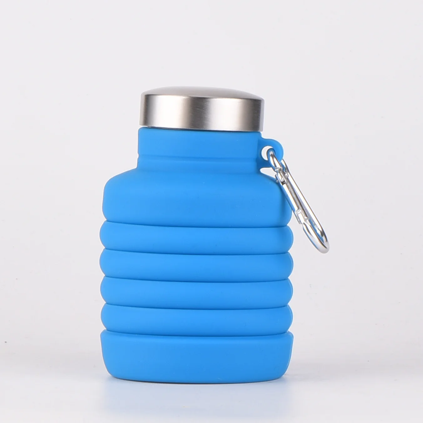 Wholesale Silicone Water Bottle with Carabineer Clip Custom Foldable Bottle