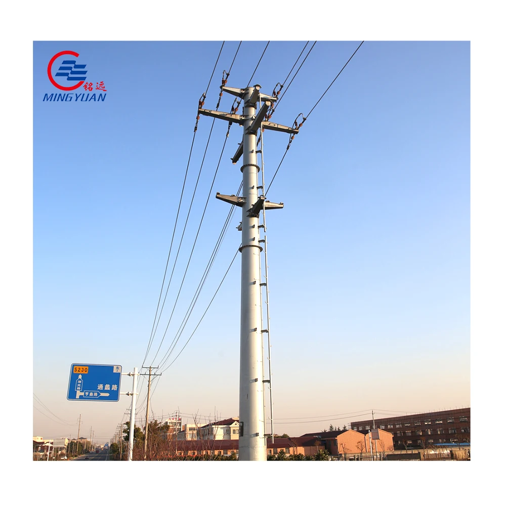 11kv concrete electrical pole hot dip galvanized power transmission tower