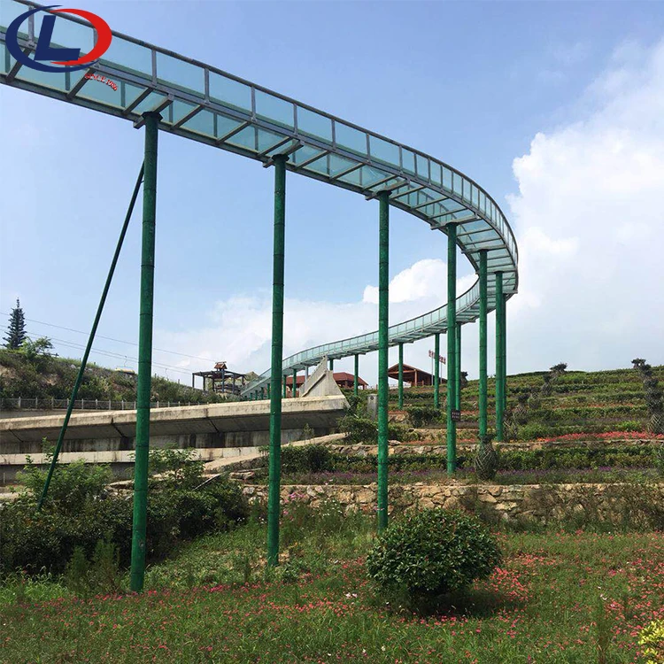 Customized Amusement Park Attraction Outdoor Large Long Glass Rafting Water Slide Roller Coaster