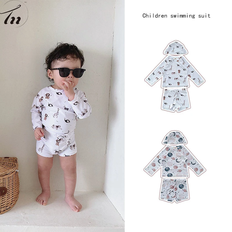 Europe Little Boys And Girls Swimwear Korean Style Little Kids Beach Swimsuits With Sun Protection