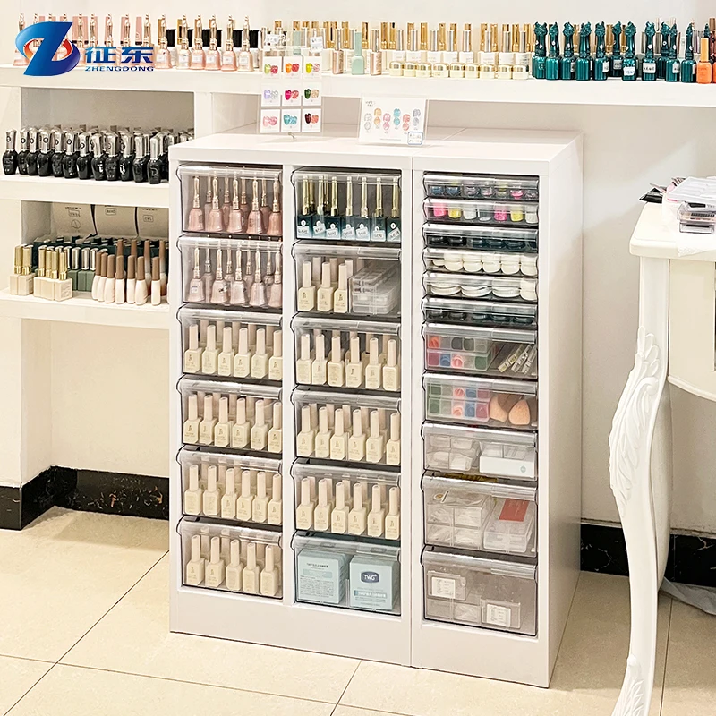 Salon Nail Shop Drawer Storage Cabinet Color Nail Polish Cabinet Display Shelf For Nail Salon