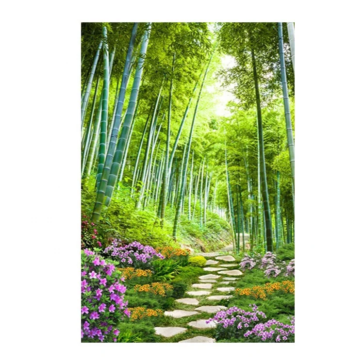 5D Diy beautiful scenery green bamboo forest road drawing diamond painting cross stitch diamond diamond painting