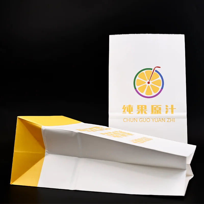 Custom packaging craft food paper bag with your printing logo white flat paper bag for packaging Kraft paper bag