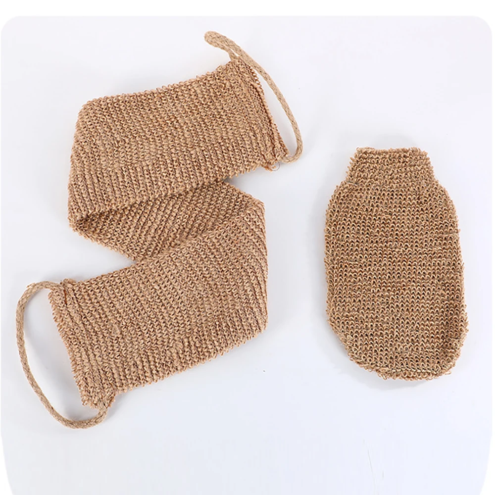 Hot Popular Natural Jute Bath Exfoliating Glove Hemp Fiber Deep Clean Shower Glove Scrubber Natural Exfoliating Mitt Belt
