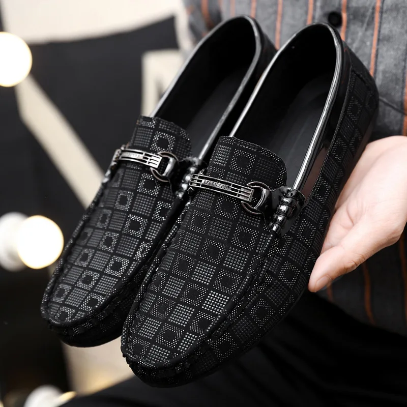 Men Dress Shoes Black Leather Loafers Tassel Casual Slip on Loafer Shoes