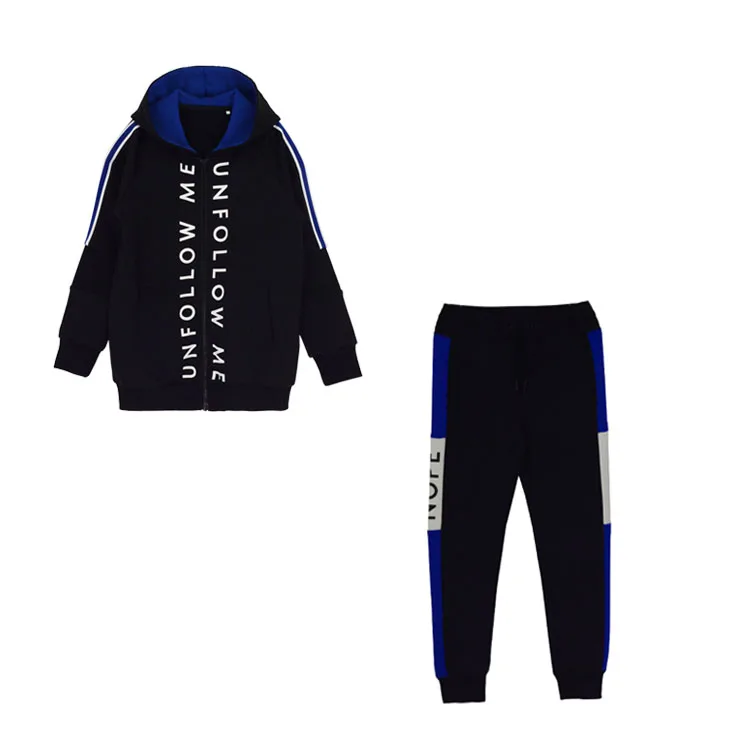 Kids boys suit shiny fabric long sleeve hoodies coat+casual pants two piece children clothes sport wear
