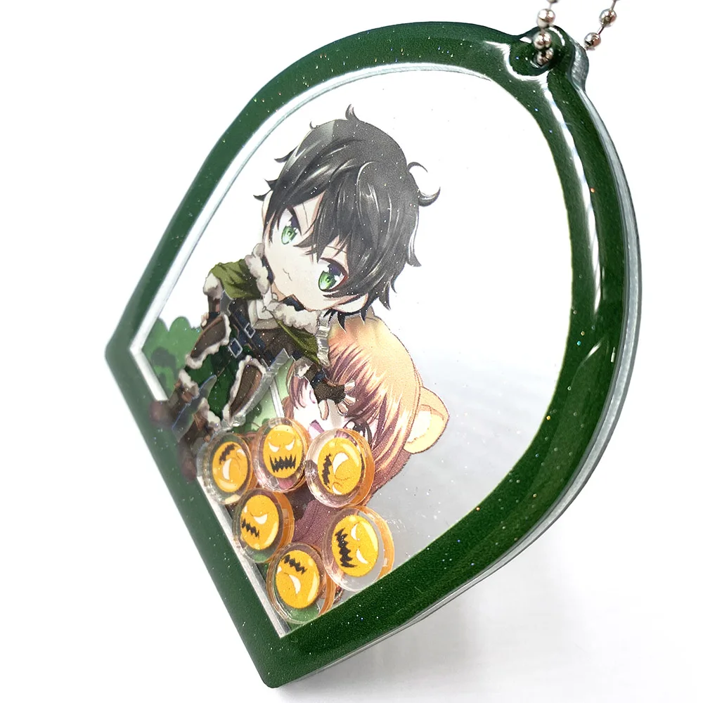 Customized Combined Printed Shaking Moving Anime Acrylic Charms with Small Shaker Keychains