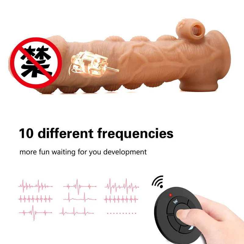#5 Stud Strong Vibrating Soft Realistic Penis Sleeve Penis Extender Extension Dick Sleeve Lengthen Couple