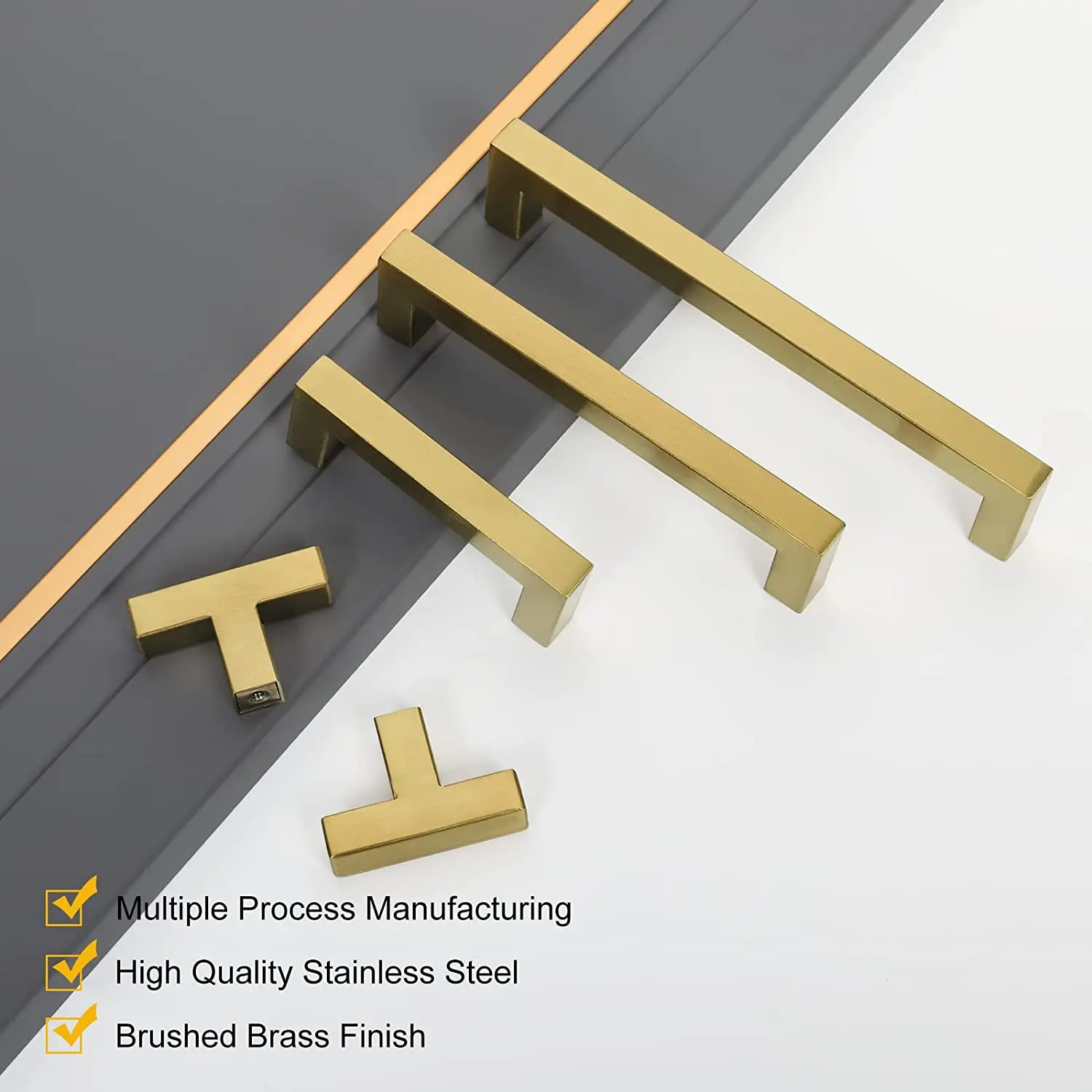 Wholesale Modern Drawer Cabinet Handle Brushed Golden Finish Kitchen Cabinet Door Pulls Kitchen Cabinet Handles