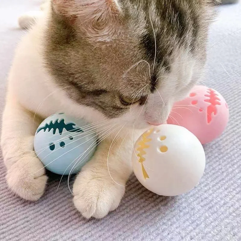 Cat Toy Combination Fishbone Ball Cat Bell Mint Glow Toy Cat Interactive Flash Light Ball Catnip Ball Toy