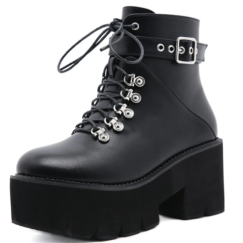 Dropshipping Custom Logo 2022 New Women Super High Boots Chunky Sole Shoes Fashion Lady Casual Punk Style Footwear Plus Size