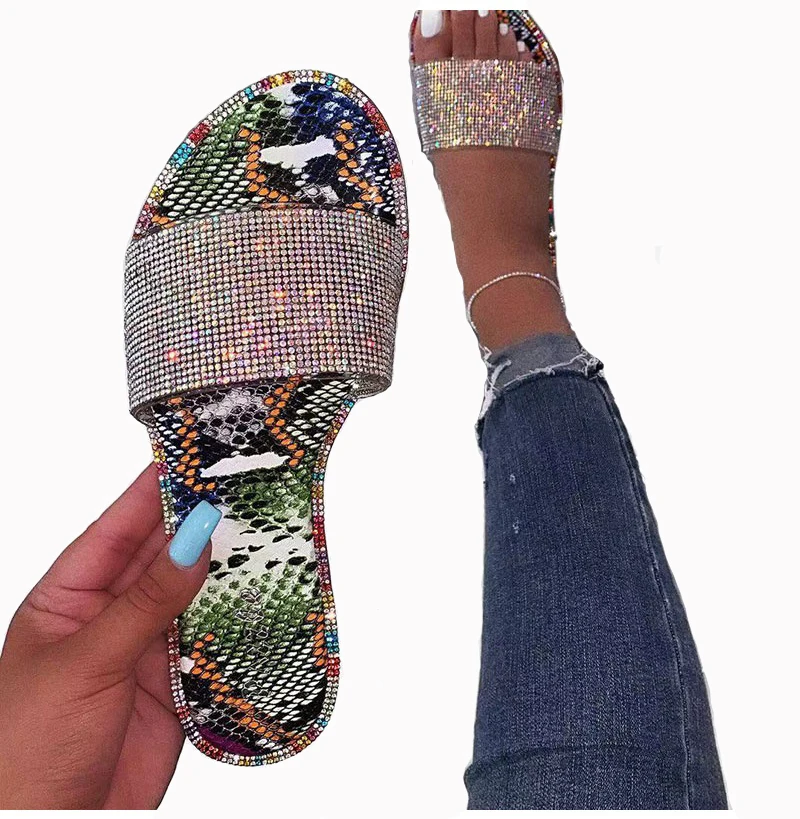 Amazon ebay hotsale Lady BEACH slide diamond Slippers Talons Femmes Sandalias Mujer Flat Women Sandals Wholesale