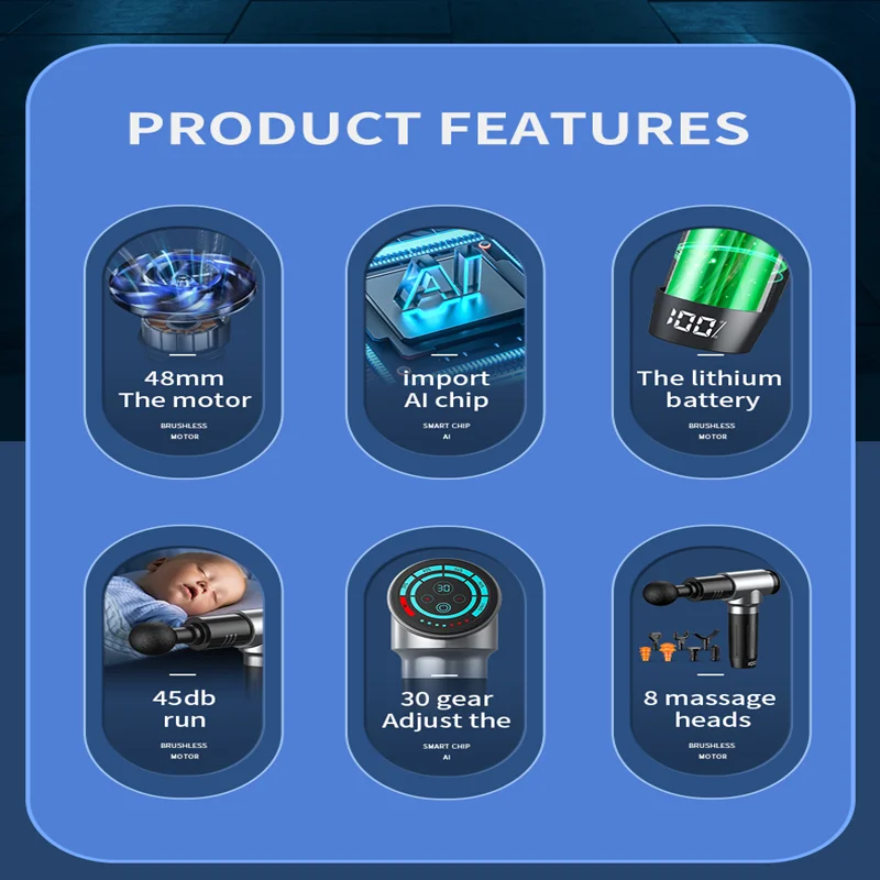 7/30-скорость панель пистолет массажер по нанесению собственных логотипов фитнес расслабление мышц массажный пистолет массажной продукции