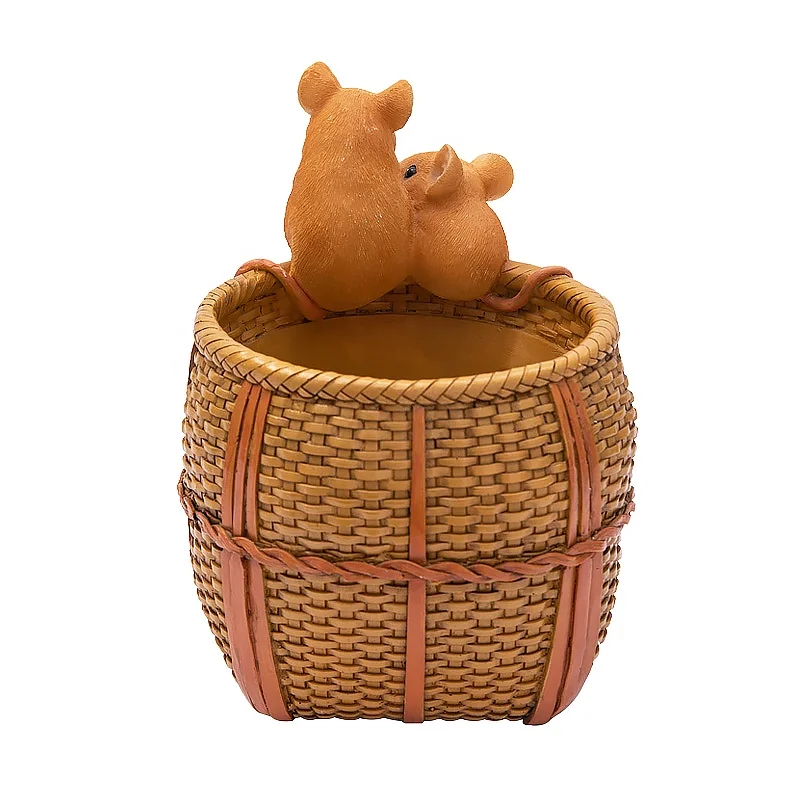 handmade crafts chinese style mouse statues office accessories pencil holder