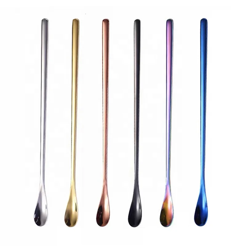  High quality mirror stainless steel 304 copper gold cocktail stirrer long bar spoon for bartender