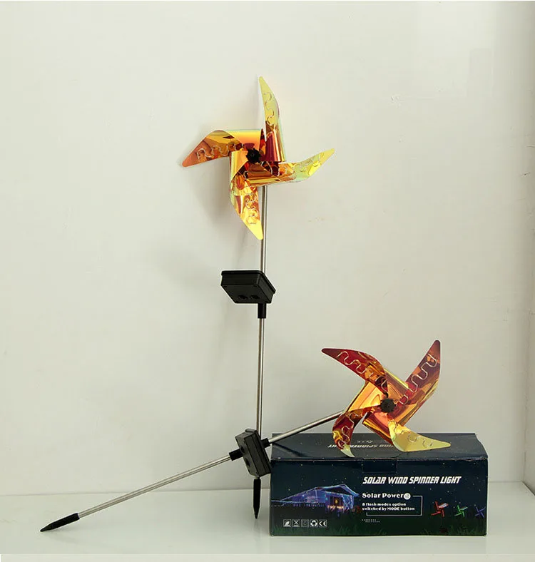 Outdoor waterproof colorful windmill solar pathway lights for landscape,courtyard,lawn,villa,decoration.