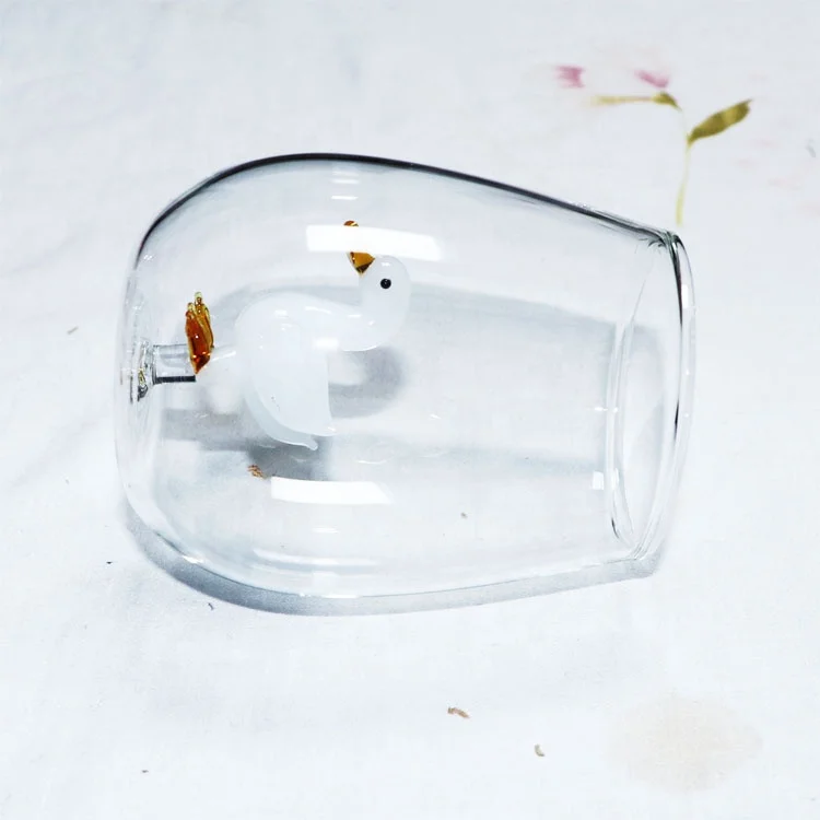 Murano art glass animal figurines High Borosilicate glass Clear beer winebowl Mug Cup Drinking Fruit glass cup without handle