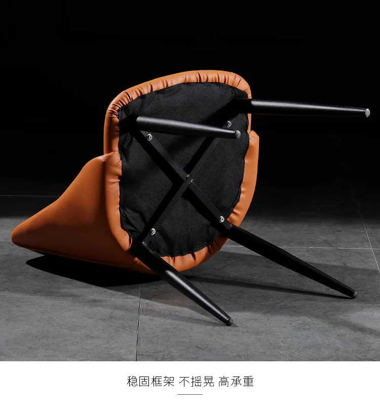 
contemporary contracted household backrest leisure restaurant wrought iron soft package Nordic light luxury dining chair 